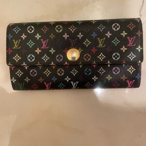 Louis Vuitton Multicolor Sarah Wallet | Black Canvas w/ Pink Interior​​